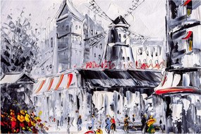 Obraz - Ulica v Paríži, olejomaľba (90x60 cm)