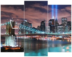 Gario Obraz s hodinami Panoráma Manhattanu - 3 dielny Rozmery: 90 x 70 cm