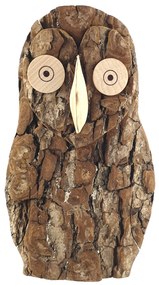 AMADEA Drevená sova s kôrou, masívne drevo, výška 16 cm