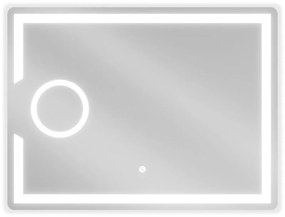 Mexen Onyx, LED kúpeľňové zrkadlo s podsvietením a kozmetickým zrkadielkom 80x60 cm, 6000K, ochrana proti zahmlievaniu, 9813-080-060-611-00