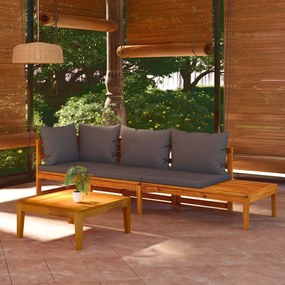 vidaXL 3-dielna záhradná sedacia súprava s tmavosivými podložkami akáciové drevo