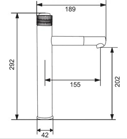 Mexen Diamond, vysoká umývadlová batéria h-292, čierna matná-zlatá lesklá, 71510-75