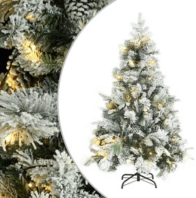 Vianočný stromček s vločkami snehu, LED a šiškami 150cm PVC&PE 344292