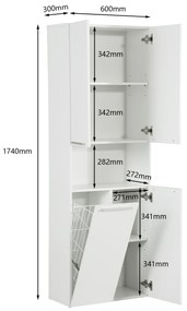 Kúpeľňová skrinka s košom Houseland Nelly matná biela