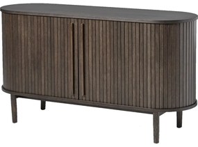 Hnedá komoda v dekore duba s posuvnými dverami 140x76x45 cm Meta – Unique Furniture