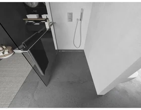 Mexen Kioto+ L, sprchová zástena Walk-In s poličkou a vešiakom 85 x 200 cm, 8mm číre sklo, chrómový profil, 800-085-123-01-00