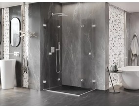 Mexen Lunar-F Duo, skladací sprchový kút 85 x 75 cm, 8mm číre sklo, biely profil, 836-085L-075P-20-00