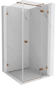 Mexen Lunar T, výklopný sprchový kút pravý 110 x 110 cm, 8mm číre sklo, profil ružové zlato, 834T-110-110-60-00-P