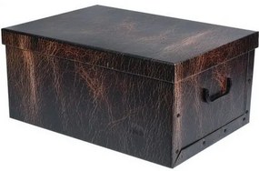 EH Úložný box s vekom Leather Design, tm. hnedá