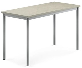 Stôl SONITUS, 1200x600x720 mm, linoleum - svetlošedá, strieborná