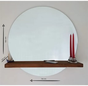 Nástenné zrkadlo s policou SUNSET 70x70 cm borovica