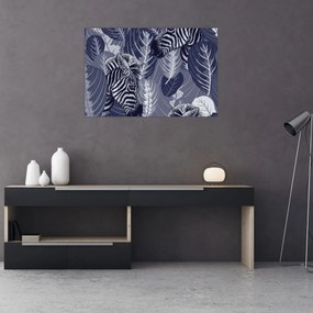 Obraz - Modré zebry (90x60 cm)