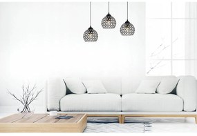 Závesné svietidlo Crystal, 3x čierne krištáľové tienidlo
