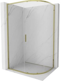 Mexen Exo, posuvný polkruhový sprchový kút 100 x 90 cm, číre sklo, zlatá, 8131-100-090-50-00