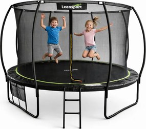 LEAN Sport Záhradná trampolína LEAN s vnútornou sieťou, čierno-zelená, 427 cm, 14 stôp