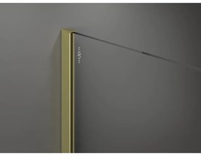 Mexen Kioto, sprchová zástena Walk-In 140 x 200 cm, 8mm číre sklo čierny vzor, zlatý matný profil, 800-140-101-55-70