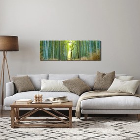 Obraz - Bambusový les (s hodinami) (90x30 cm)