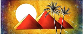 Obraz maľovaných egyptských pyramíd (120x50 cm)