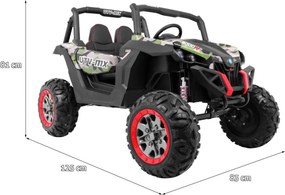 Ramiz Elektrická bugina SuperStar pre deti maskáčová + MP4 + pohon 4x4 + diaľkové ovládanie + batožinový priestor + LED + zámok dverí