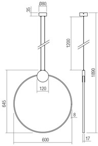Redo 01-3107 - LED Luster na lanku ATOM LED/20W/230V pr. 60 cm