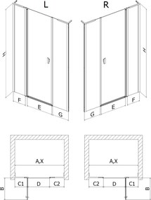 Mexen, Mexen Mist L otočné sprchové dvere 155 cm, transparentné, chróm - 8A4L-155-001-01-00