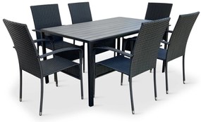 Záhradný jedálenský set Viking L sivý + 6x ratanová stolička Paris KD