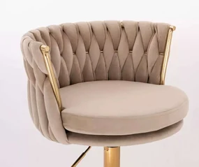 LuxuryForm DESIGN Stolička LYON VELUR na zlatom kríži - latte