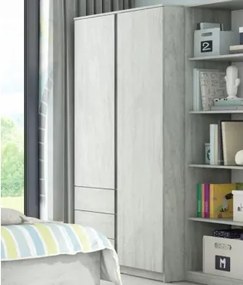 Šatníková skriňa Carlos, šedý beton, 100 cm%