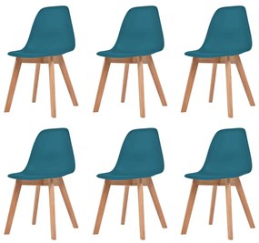 Jedálenské stoličky 6 ks, tyrkysové, plast