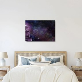 Sklenený obraz - Budha s kvetmi života (70x50 cm)