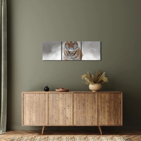 Obraz bežiaceho tigra v snehu (s hodinami) (90x30 cm)
