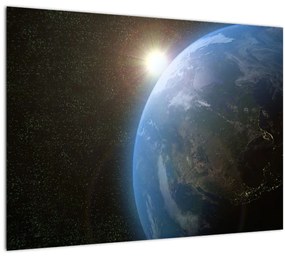 Sklenený obraz krajiny z vesmíru (70x50 cm)