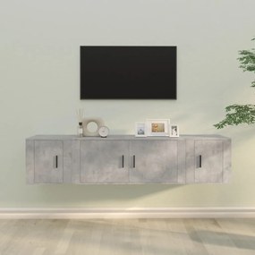 3-dielna súprava TV skriniek betónová sivá spracované drevo 3188418