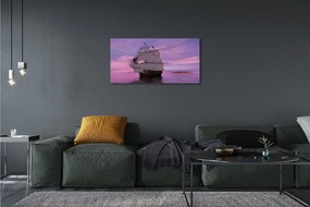 Obraz canvas Fialové neba ship sea 125x50 cm