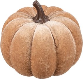Béžová dekoračná zamatová tekvica Pumpkin Velvet - Ø 6 cm