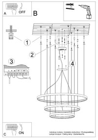 Závesné LED svietidlo Rio 3 55/78/110, 3x LED 150w, 3000k, w