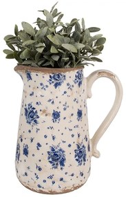 Béžový keramický džbán s modrými ružami Blue Rose L - 21*15*23 cm