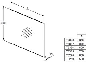 Ideal Standard Mirror & Light - Zrkadlo s ambientným podsvietením 1000x700 mm, T3337BH