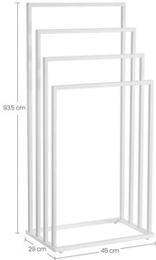 Stojan na uteráky LINESTRO kovový so 4 ramenami 93x45cm, biely