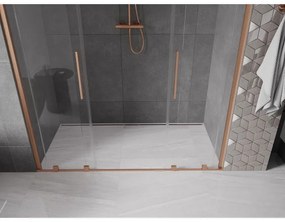 Mexen Velar Duo, posuvné dvere do otvoru 170x200 cm, 8mm číre sklo, medená matná, 871-170-000-02-65