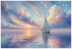 Tapeta plachetnica na pokojnom mori pri západe slnka