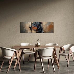 Obraz - Portrét Dobermana (s hodinami) (90x30 cm)