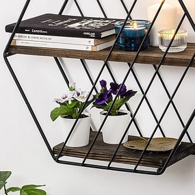Hnedá poschodová polica zo smrekového dreva 44 cm Liliales – Kalune Design