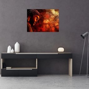 Sklenený obraz - Budha v červených tónoch (70x50 cm)