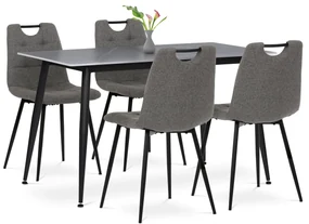 Autronic - Jídelní set 1+4, stůl 130x70, deska slinutý kámen v imitaci šedého matného mramoru, židle šedá látka, madlo černý lak - ASE-1001 GREY2 AKCE