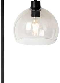 Moderná stolná lampa čierna s efektom dymového skla - Maly