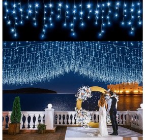 Vianočné svetielka LED záclona FLASH modrá 300 LED