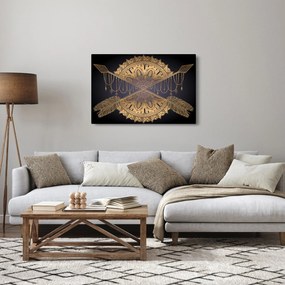 Obraz - Zlatá mandala s šípmi (90x60 cm)