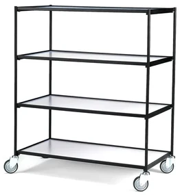 Policový manipulačný vozík LINER, 4 police, 1250x640 mm