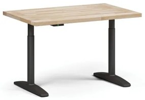 Výškovo nastaviteľný pracovný stôl OBOL do dielne, elektrický, 1200 x 800 x 690-1340 mm, čierna zaoblená podnož